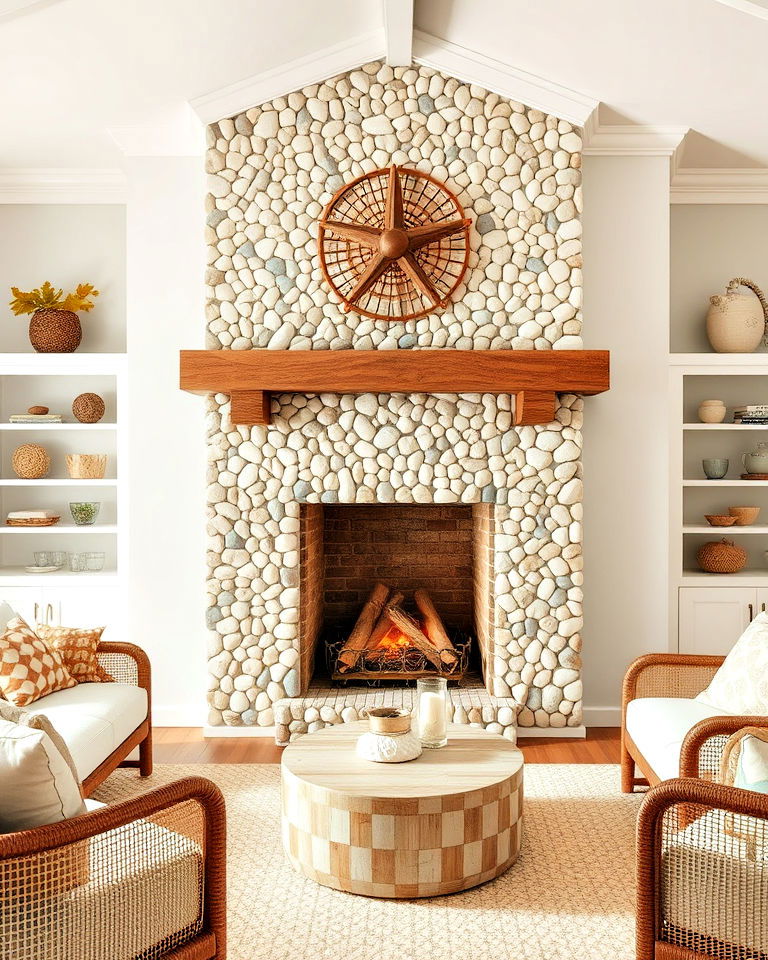 beach stone mosaic surround