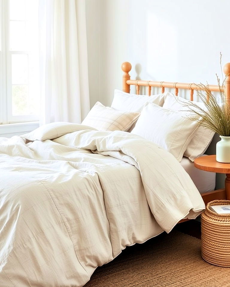 beachy linen bedding