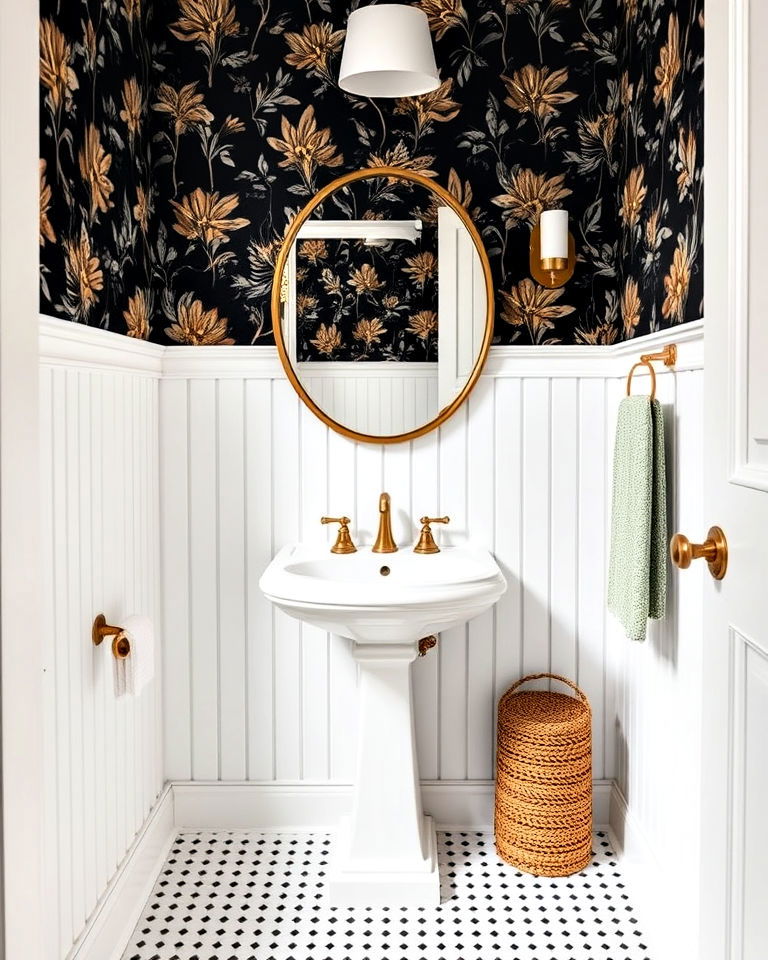 beadboard in a powder room