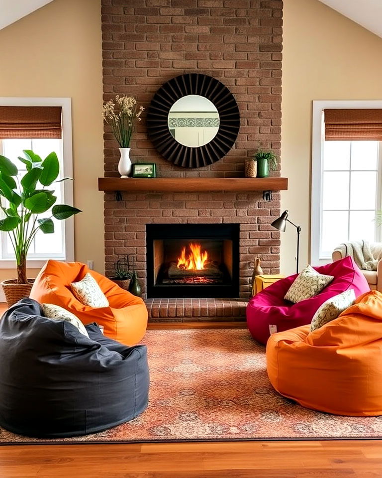 bean bags for casual fireplace seating