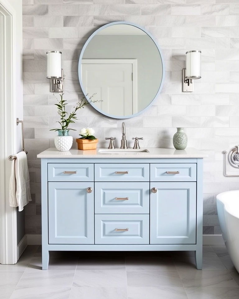 beautiful powder blue vanity