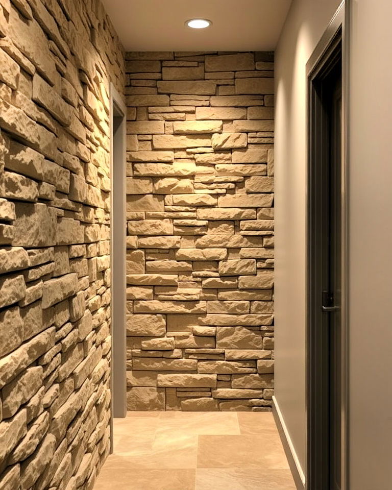 beautiful textured stone wall for a hallway