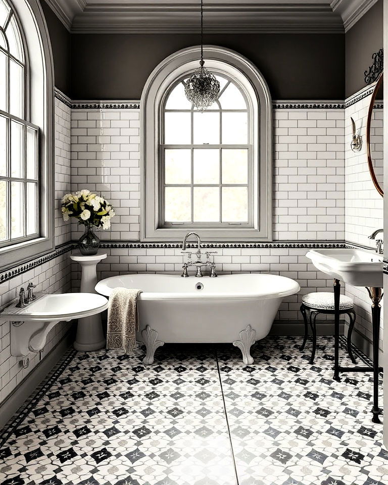 beautiful victorian patterned bathroom floor tiles