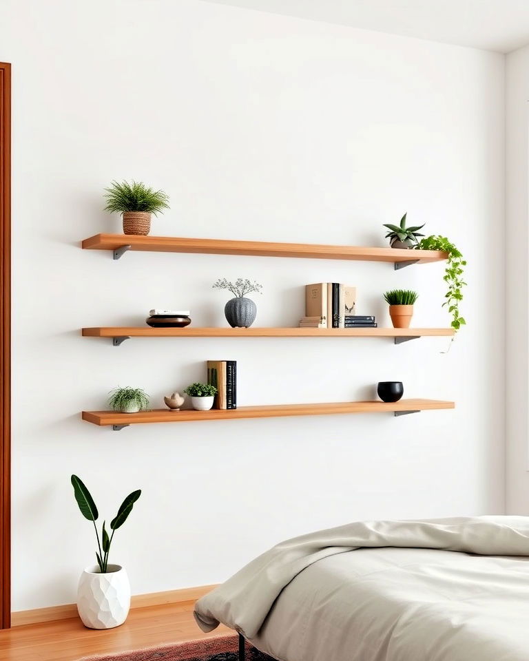 bedroom floating shelves
