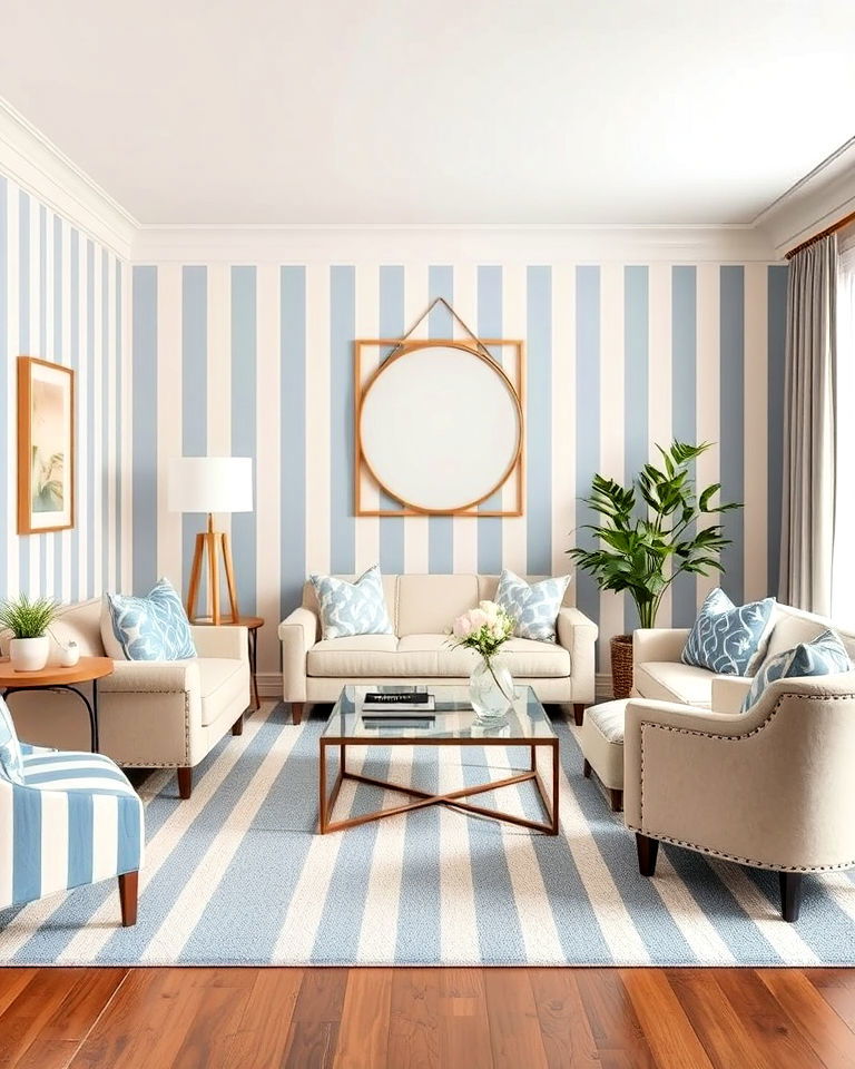 beige and blue stripes