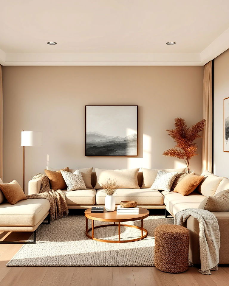 beige and brown combination living room for a subtle look