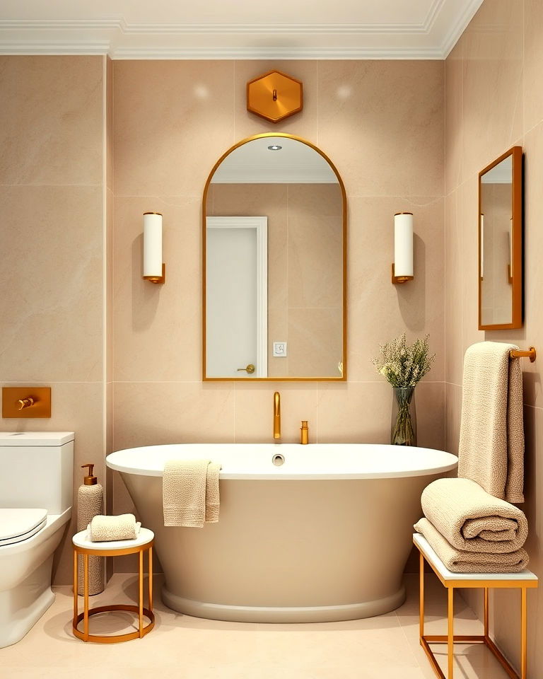 beige and gold accents for a luxe finish