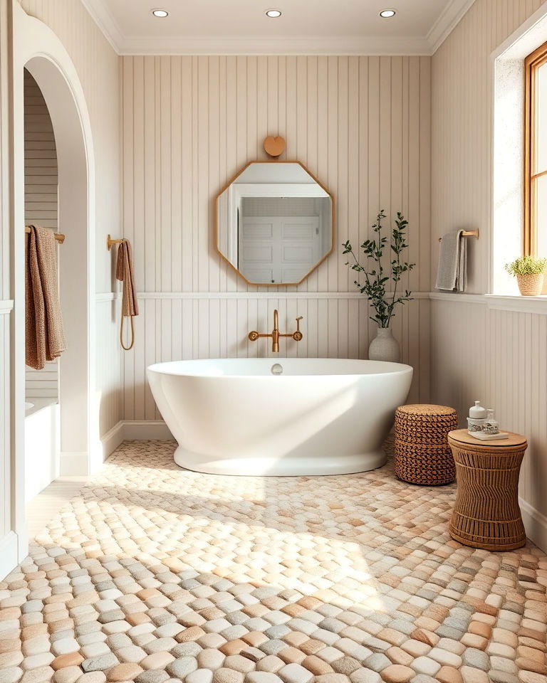 beige pebble tile for natural texture