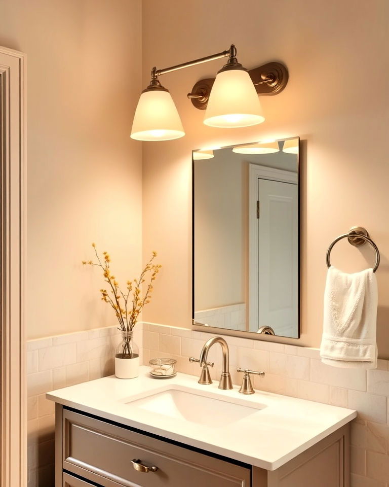 beige vanity lighting for subtle illumination