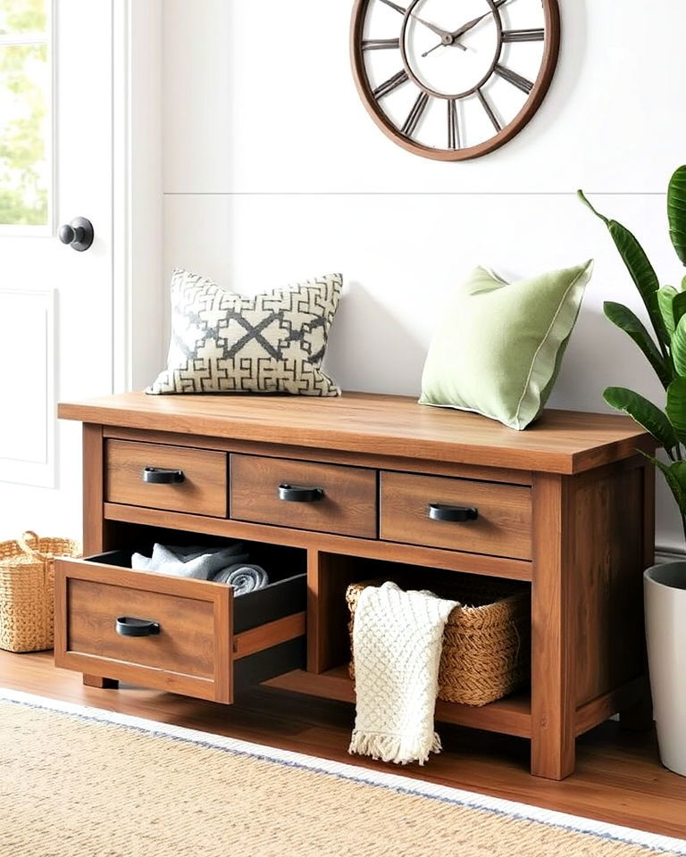 bench with drawers for hidden storage