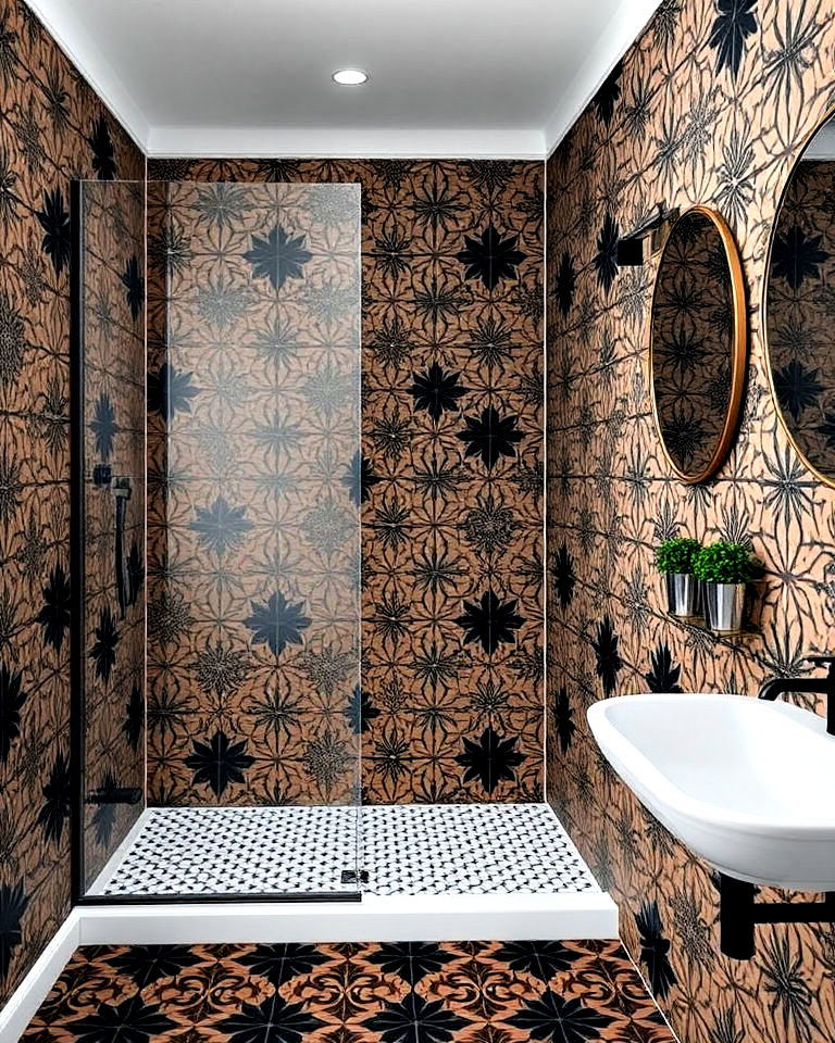 black and brown patterned tiles