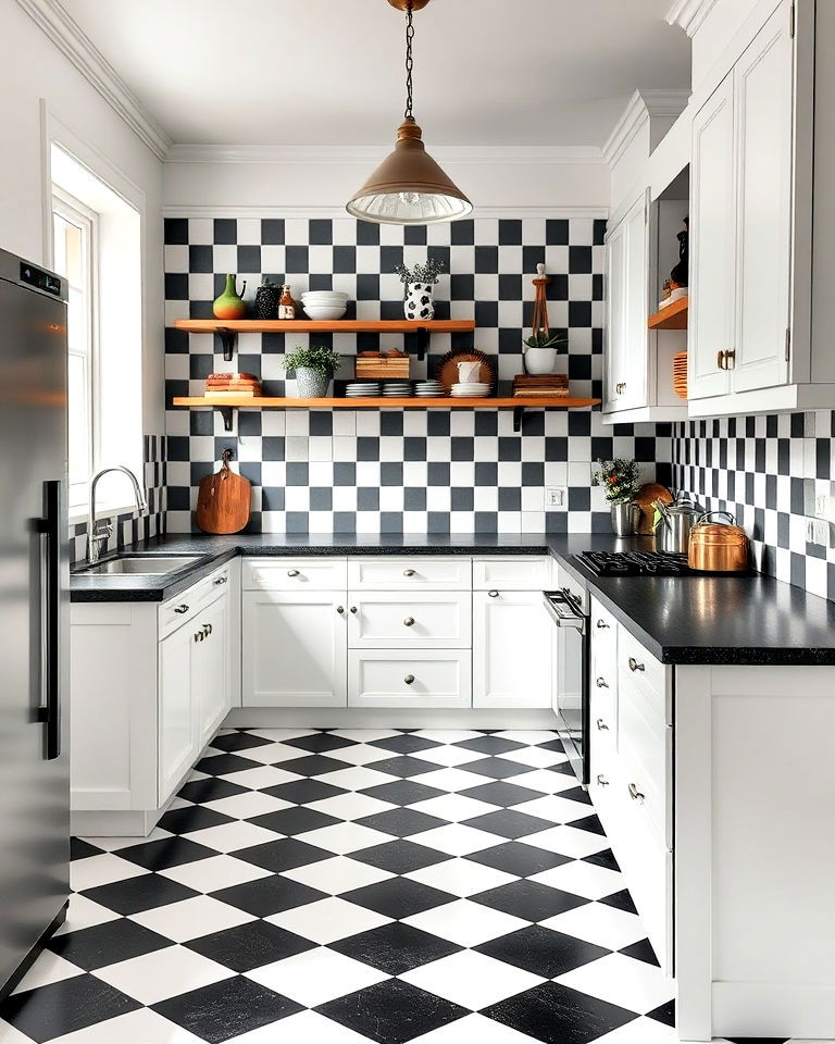 black and white checkerboard pattern