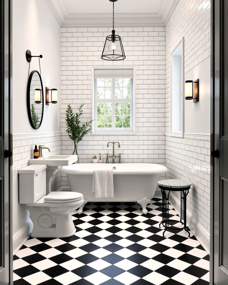 black and white checkerboard tile pattern