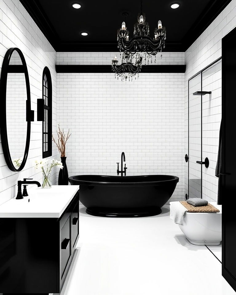 black and white color scheme bathroom
