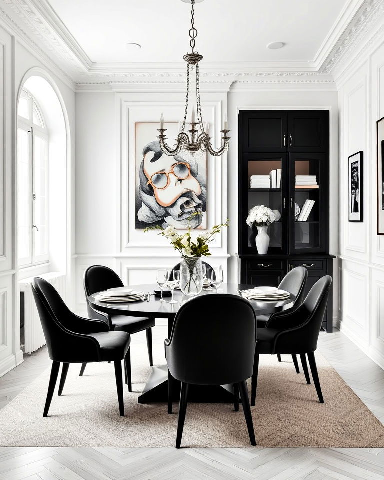 black and white color schemes dining room