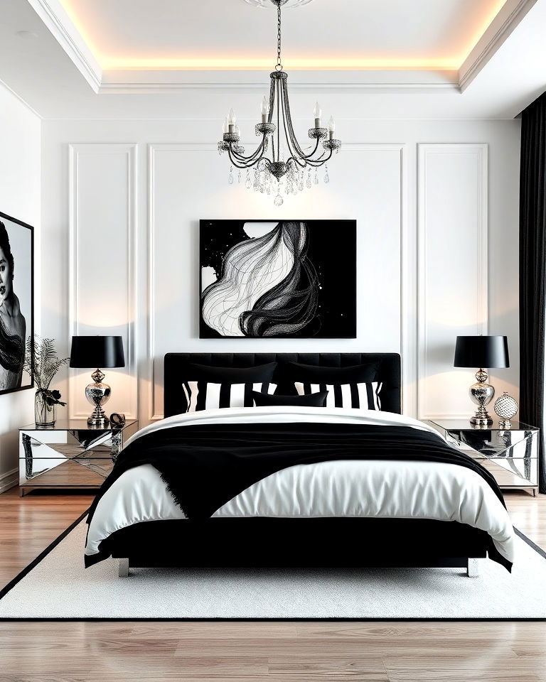 black and white sophistication bedroom