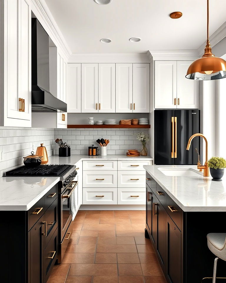 black appliances with metallic accents for kitchen