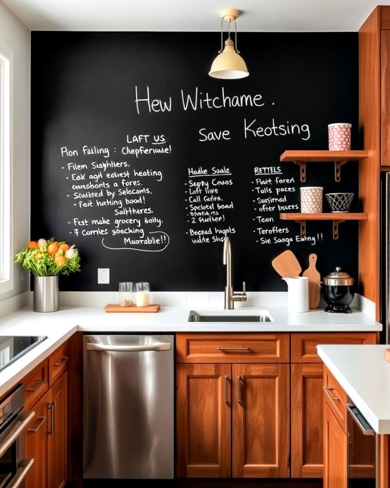 black chalkboard kitchen wall for a functional accent