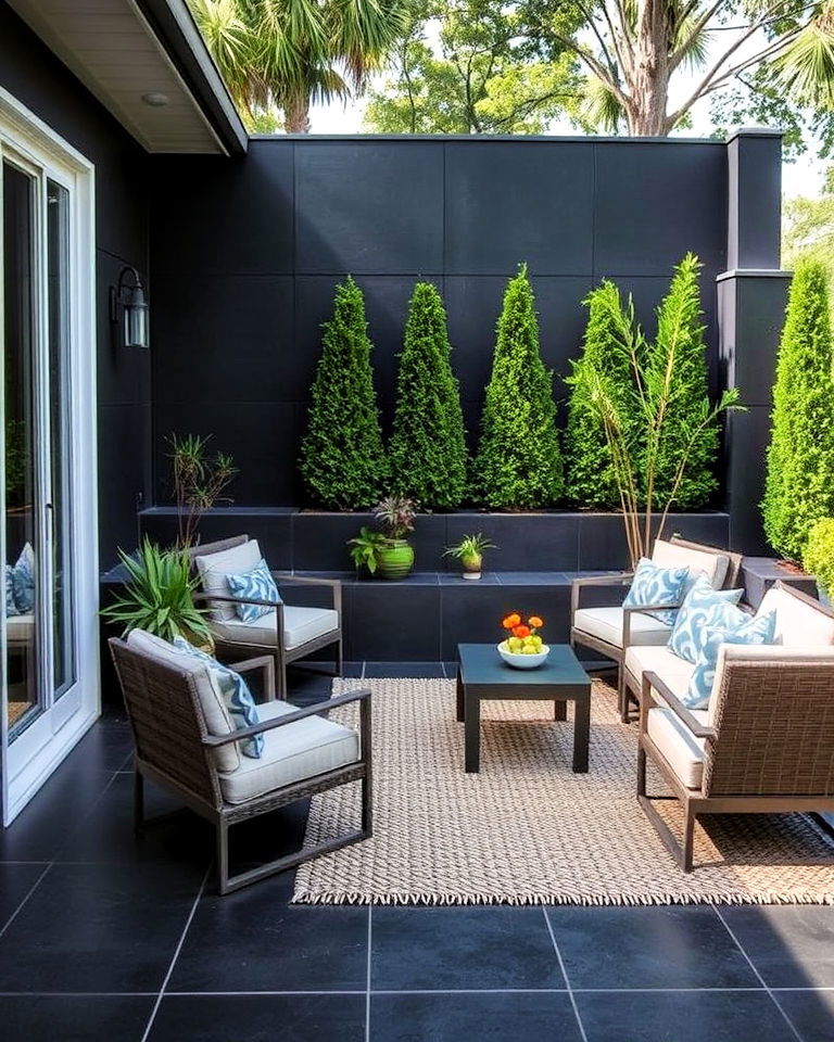black concrete accent wall