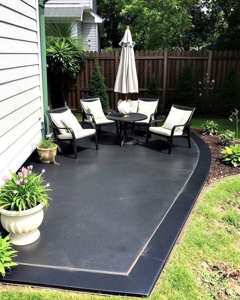 black concrete patio border