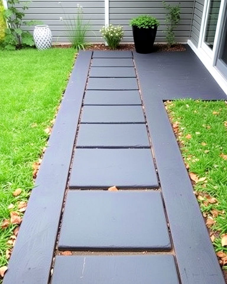 black concrete stepping stones