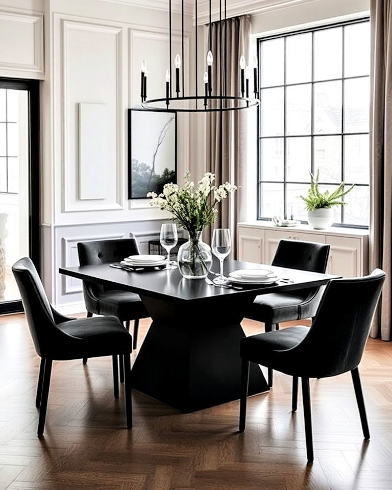 black dining table