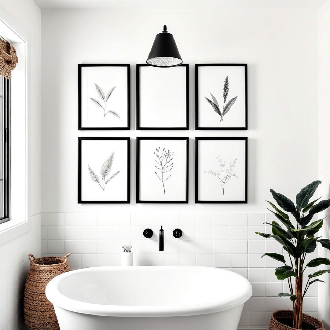 black framed artwork for bathroom