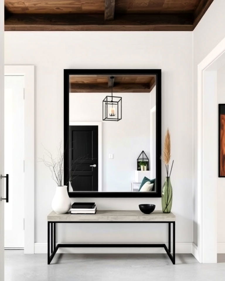 black framed mirror for bold contrast