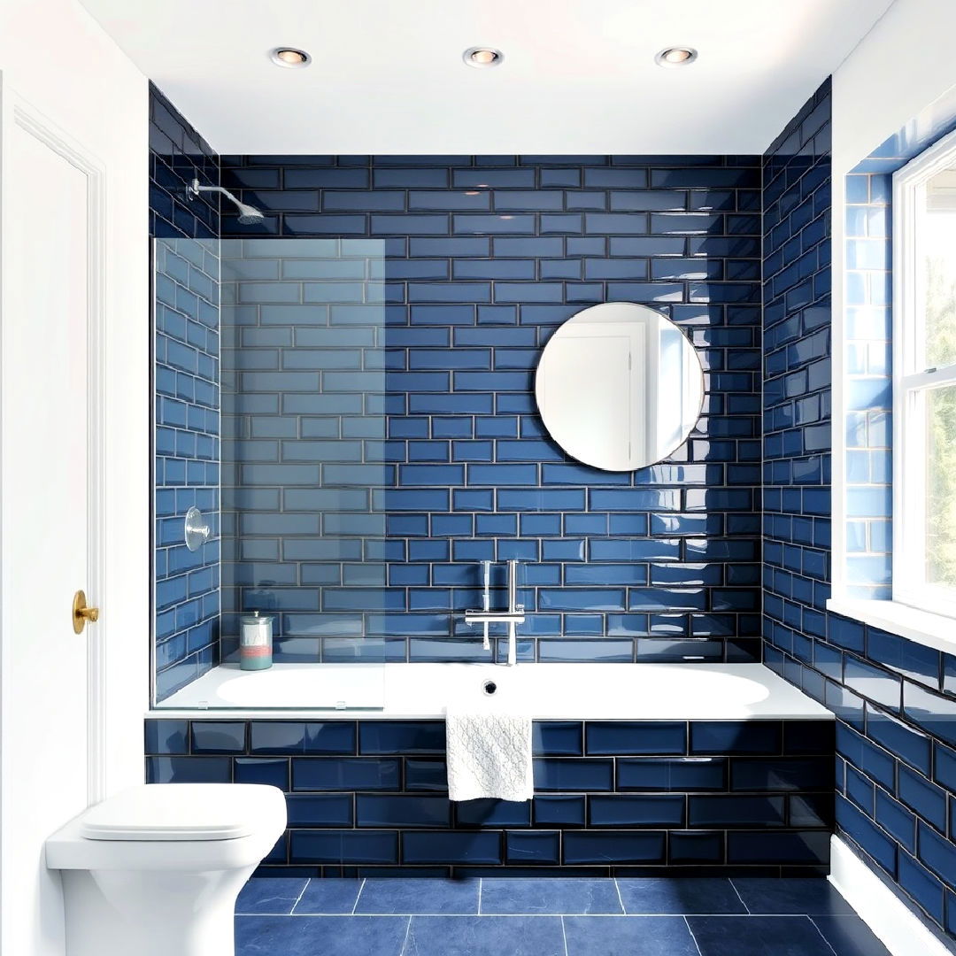 black grout navy blue tiles idea