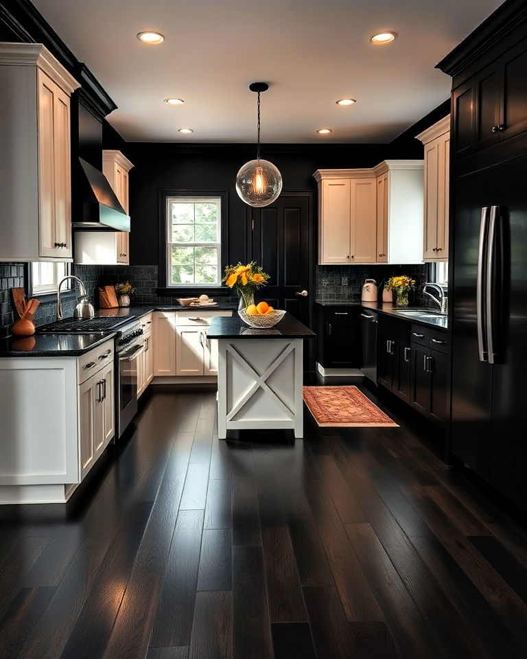 black hardwood floors