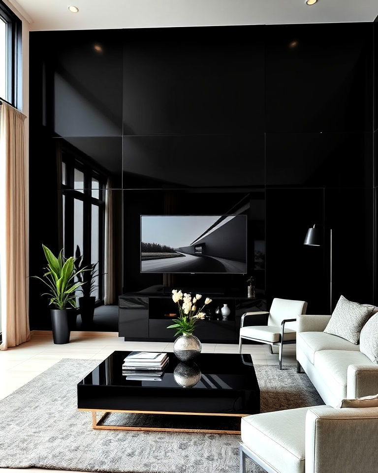 black lacquered walls