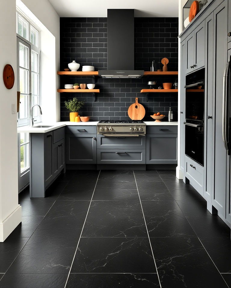 black limestone tiles