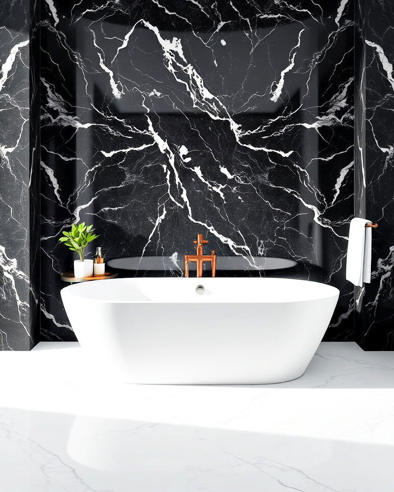 black marble bath surround