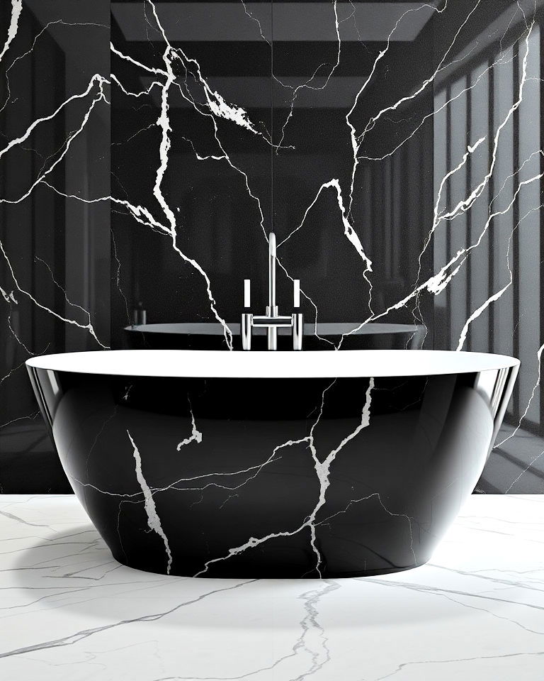 black marble freestanding tub