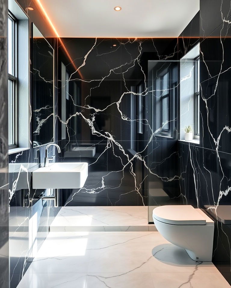 black marble small bathroom