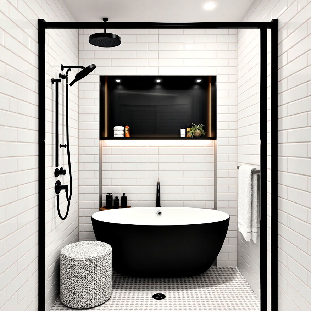black shower niche design
