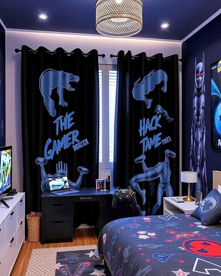 blackout curtains for boys gaming bedroom