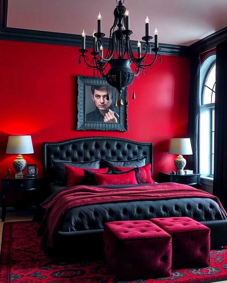 blood red accent wall for vampire bedroom