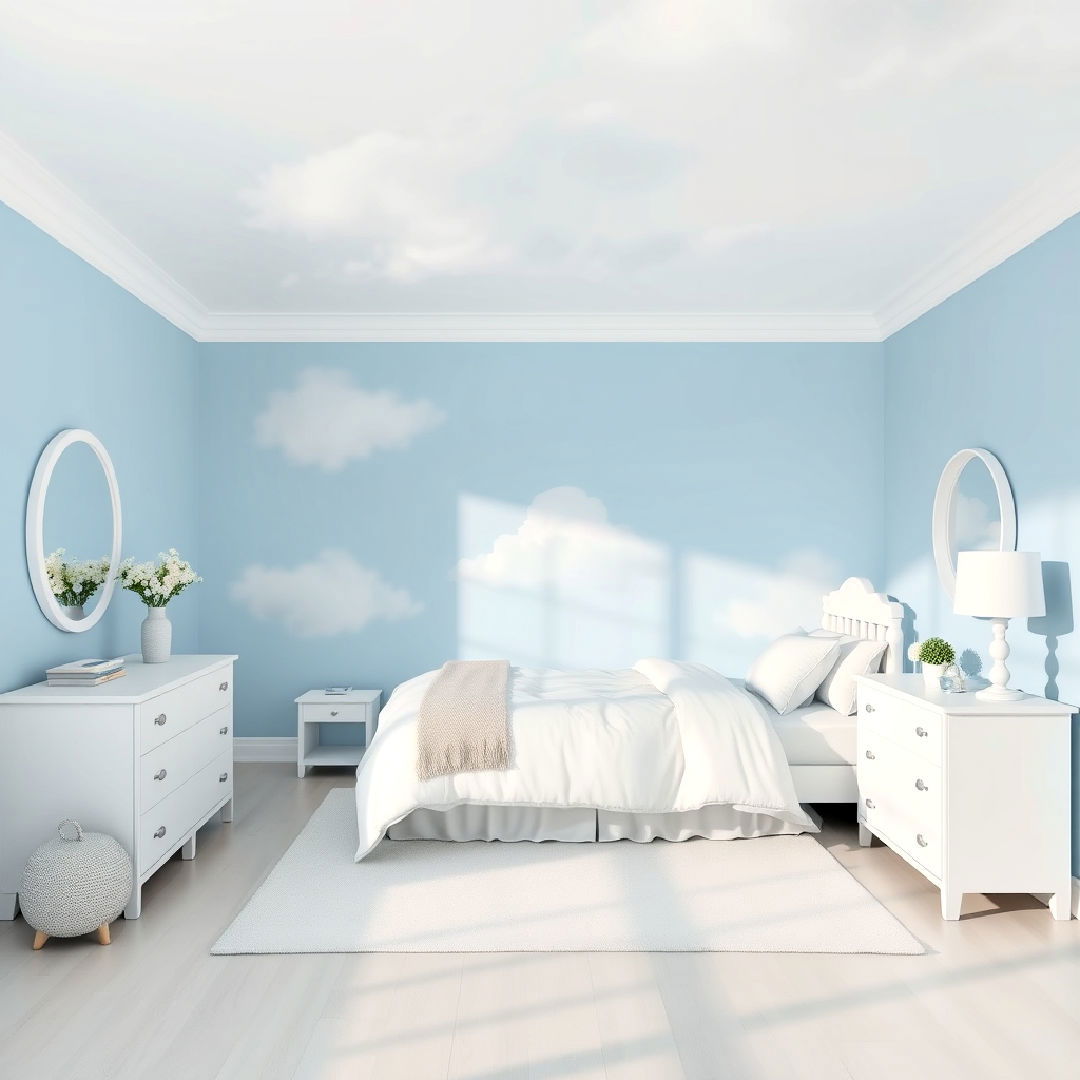 blue and white color palette bedroom