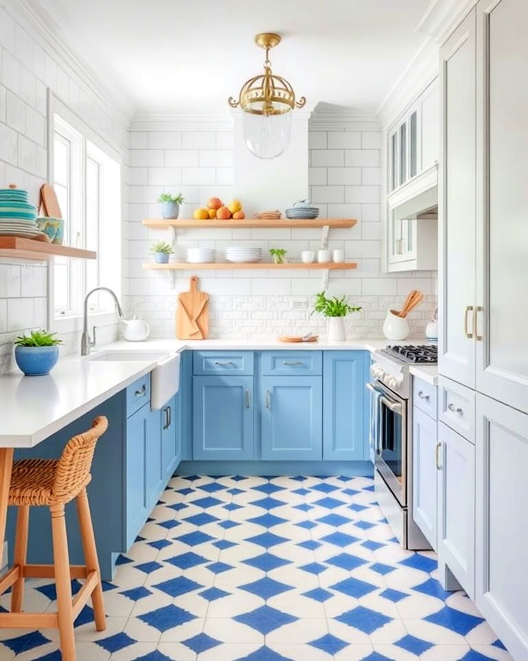 blue and white tiles for mediterranean vibes