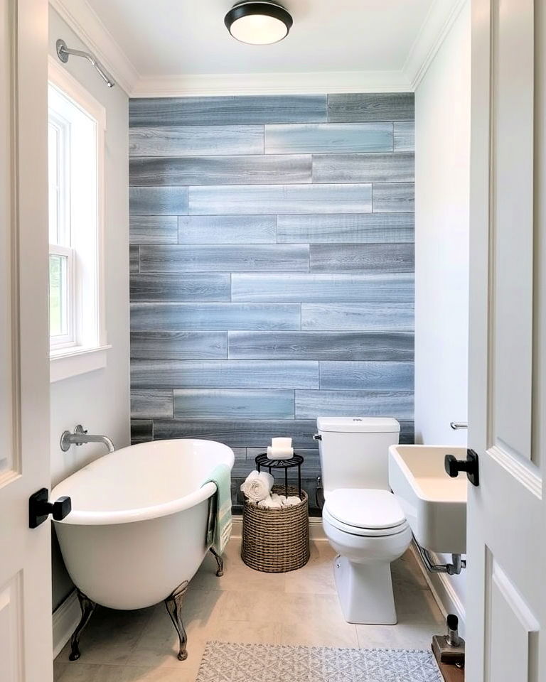 blue barnwood accent wall
