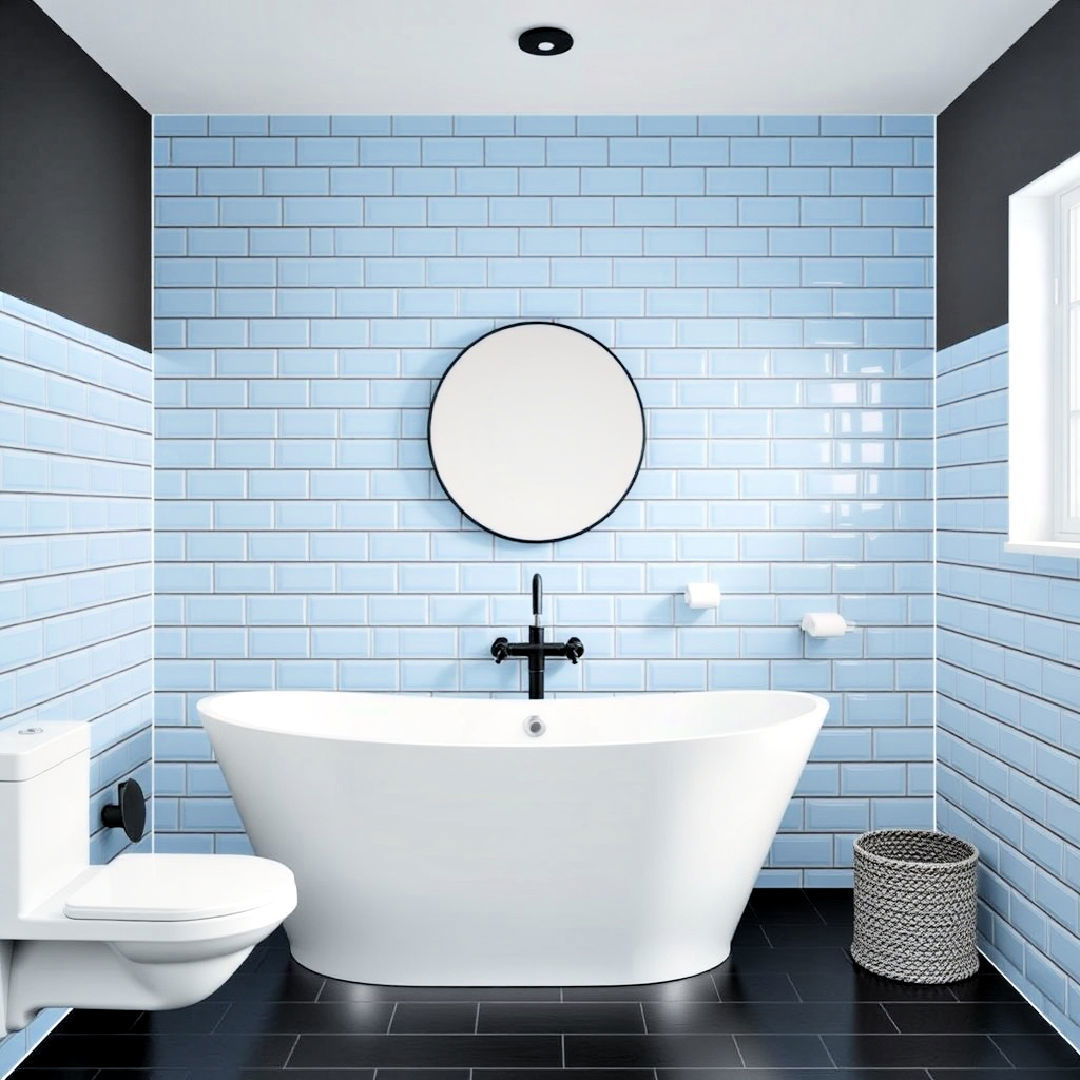 blue bathroom subway tiles