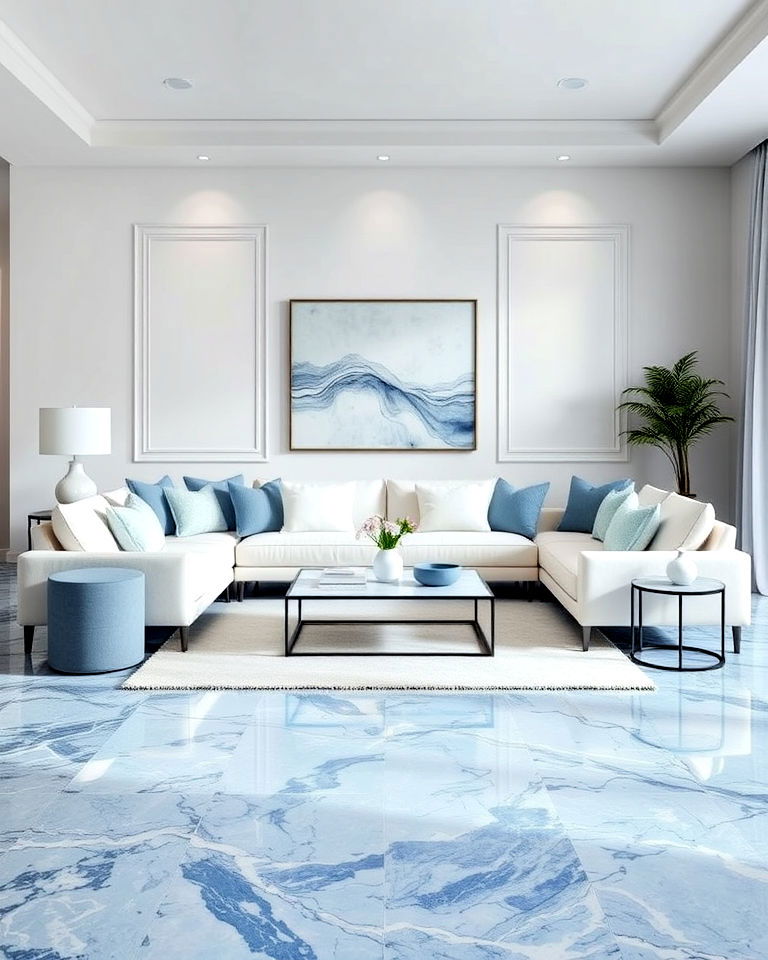 blue marble floors for living room