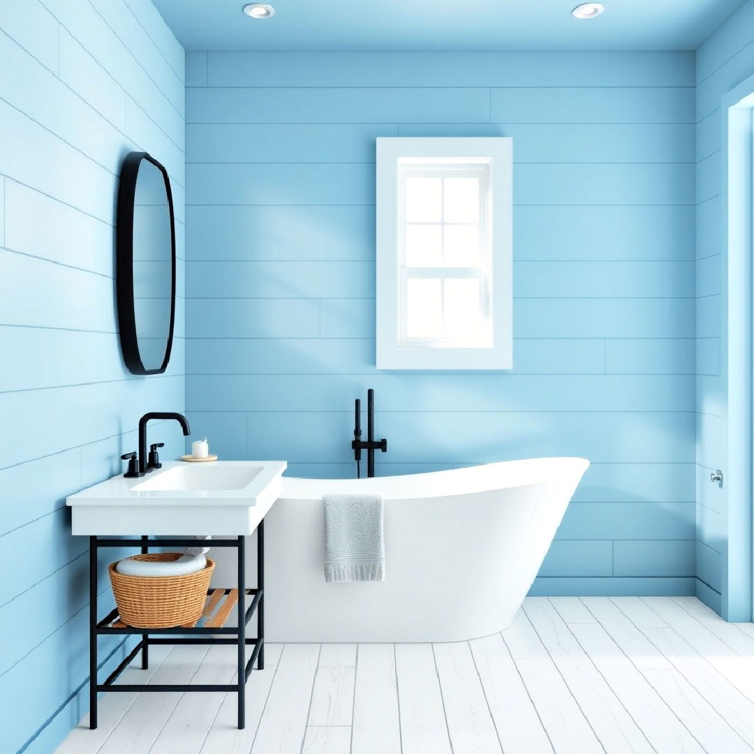 blue shiplap walls for bathroom