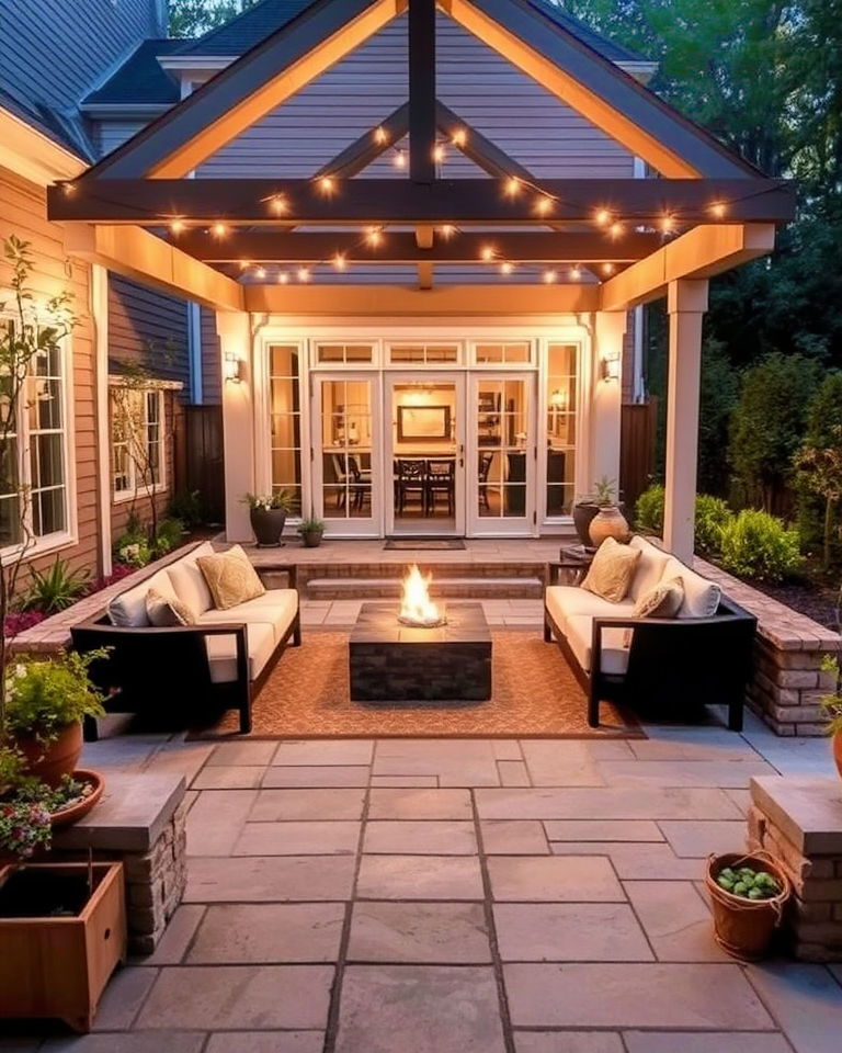bluestone patio with sunken lounge area