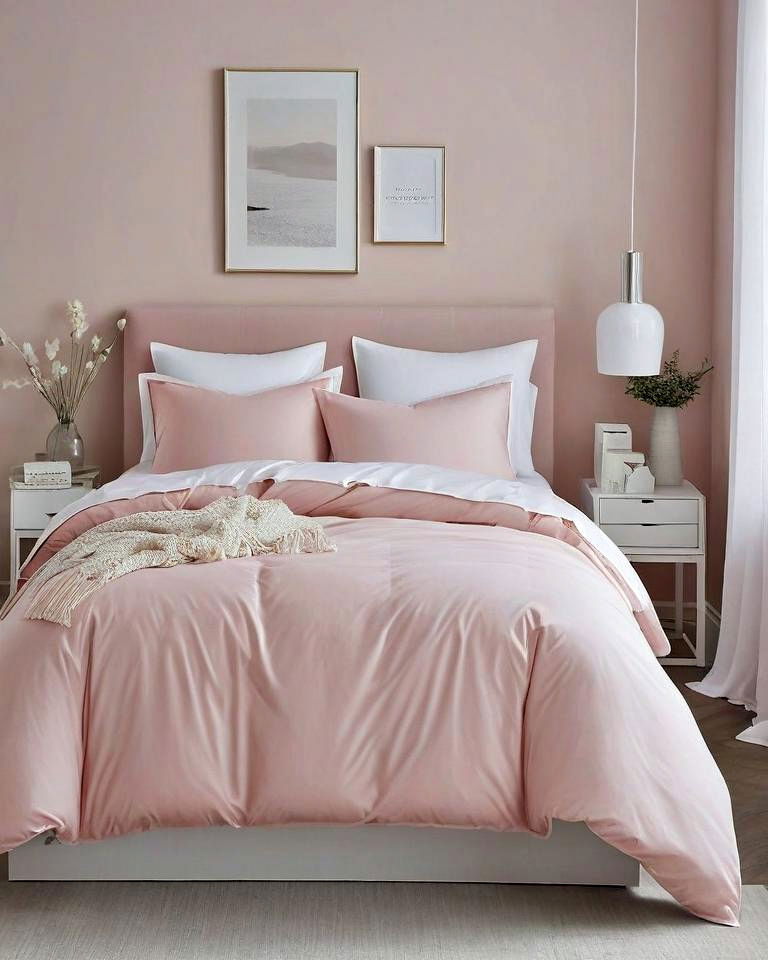 blush pink and white bedding for a fresh look