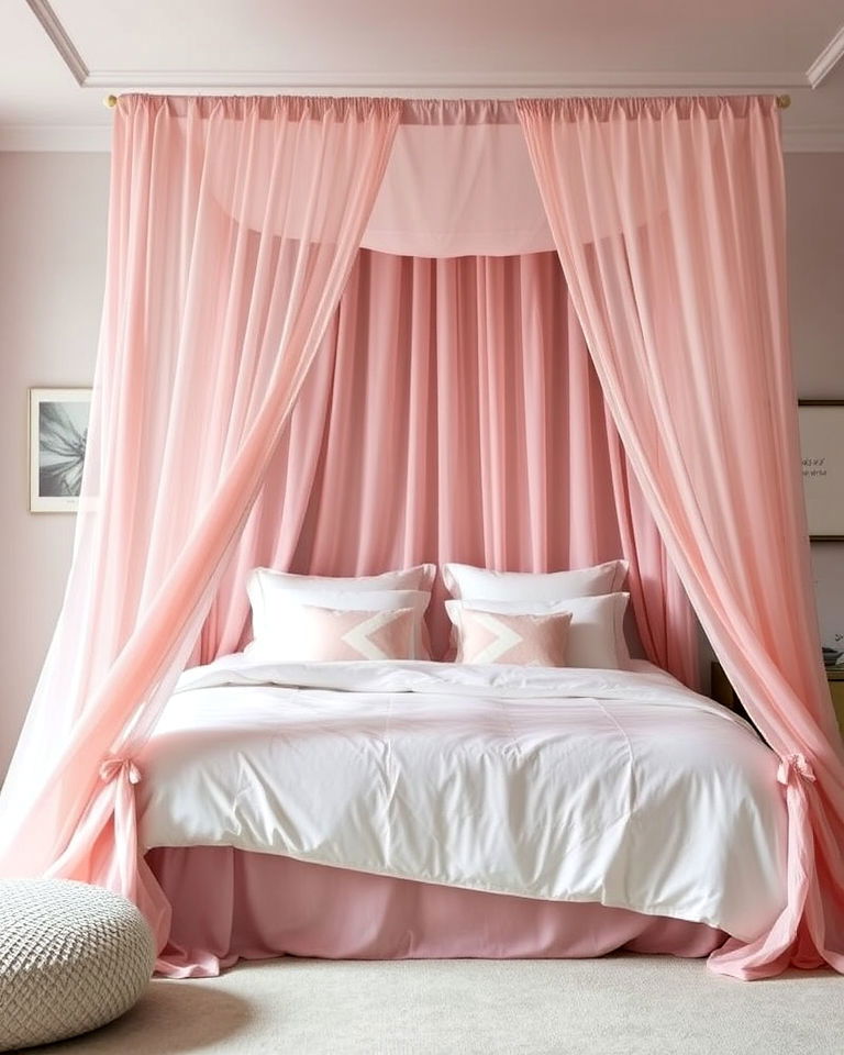 blush pink bed canopy for a dreamy retreat