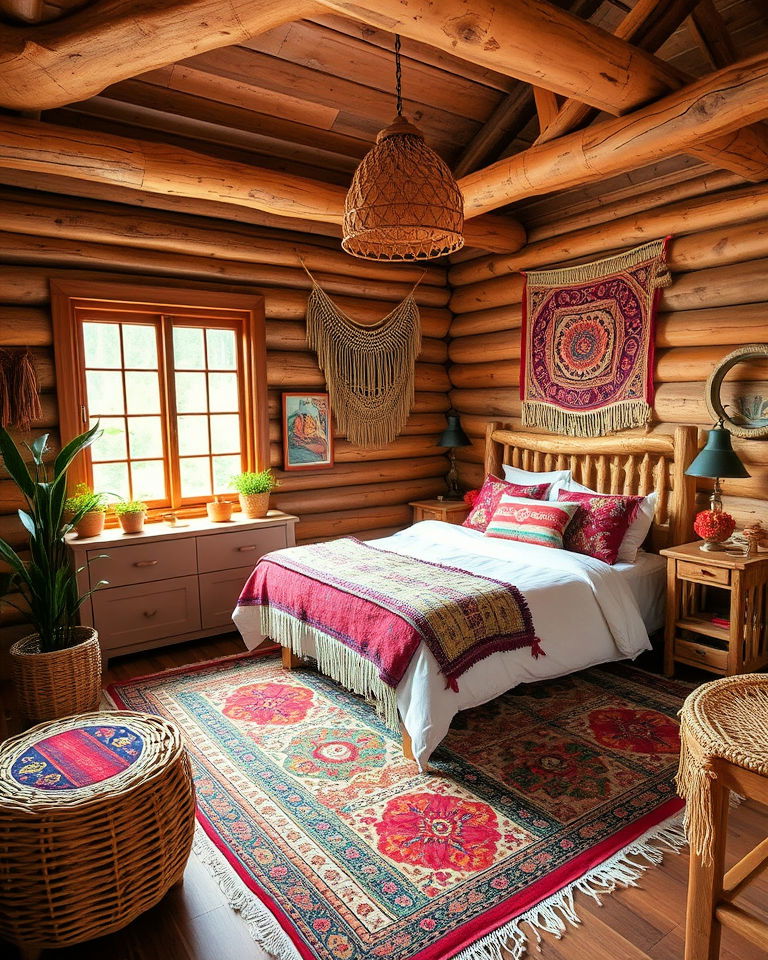 bohemian cabin bedroom