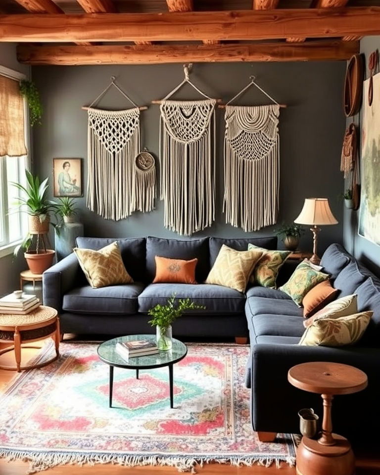 bohemian eclectic style living room