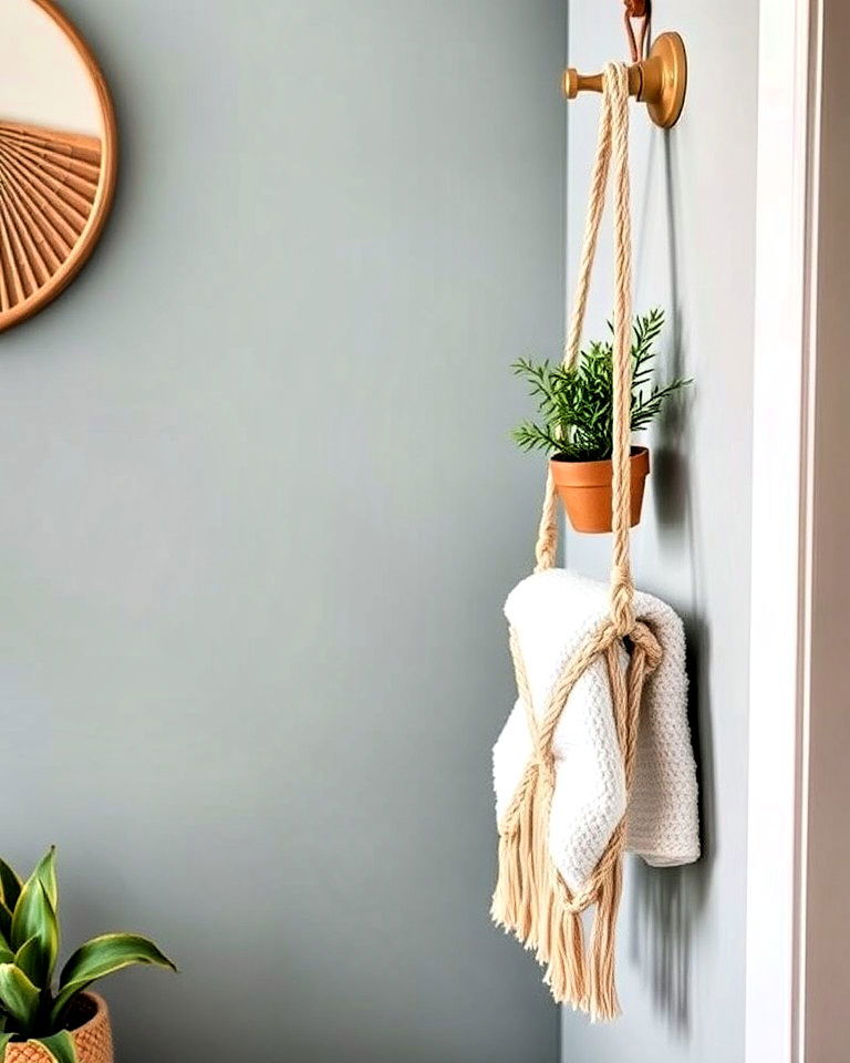 bohemian style chic macramé towel holder